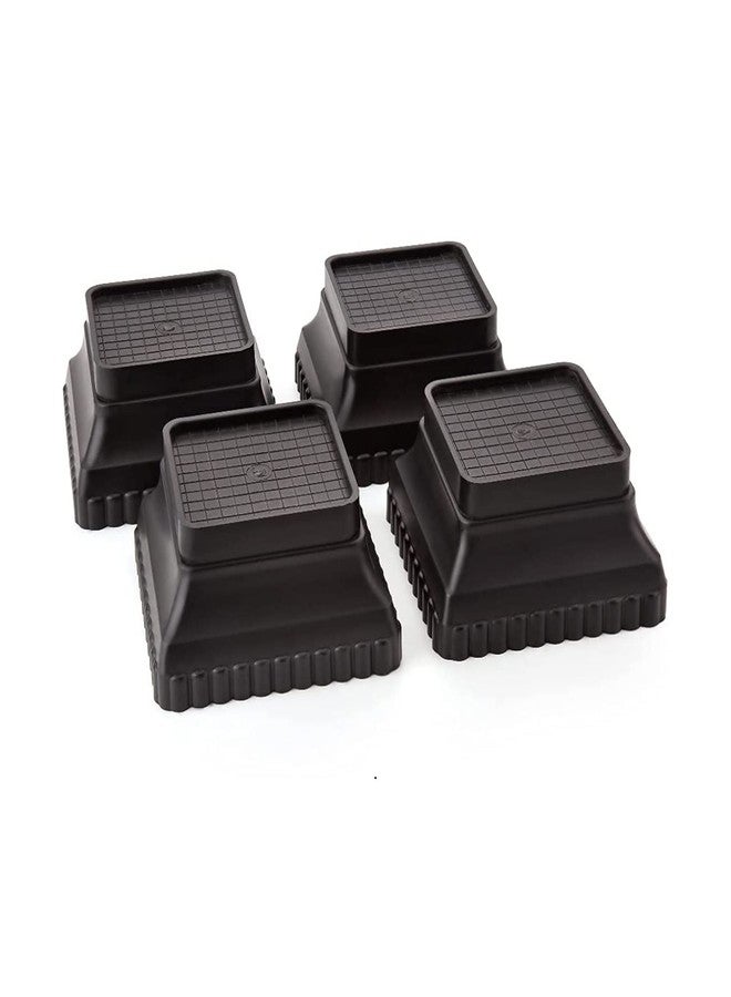 Kitchenwell Multi-Purpose 4 Pieces Step Square Plastic Stand,Foot and Stand for Almirah, Wardrobe, Refrigerator, Sofa, Sleeping Bed, Dinning Table and Dressing Table(Black, Step Square -Set of 4) - Image 1